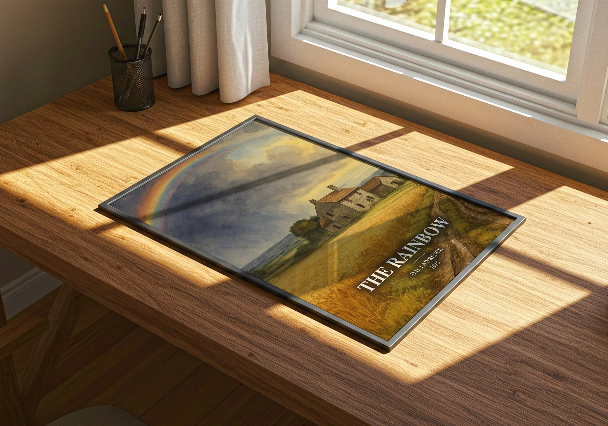 The Rainbow watercolour book poster framed on wall – literary fiction wall art