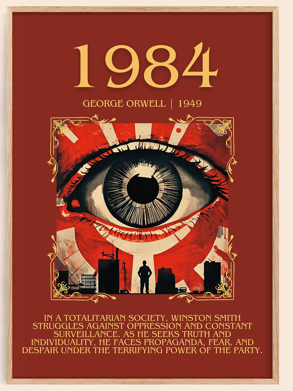 1984 minimalist book poster by George Orwell – framed literary art print