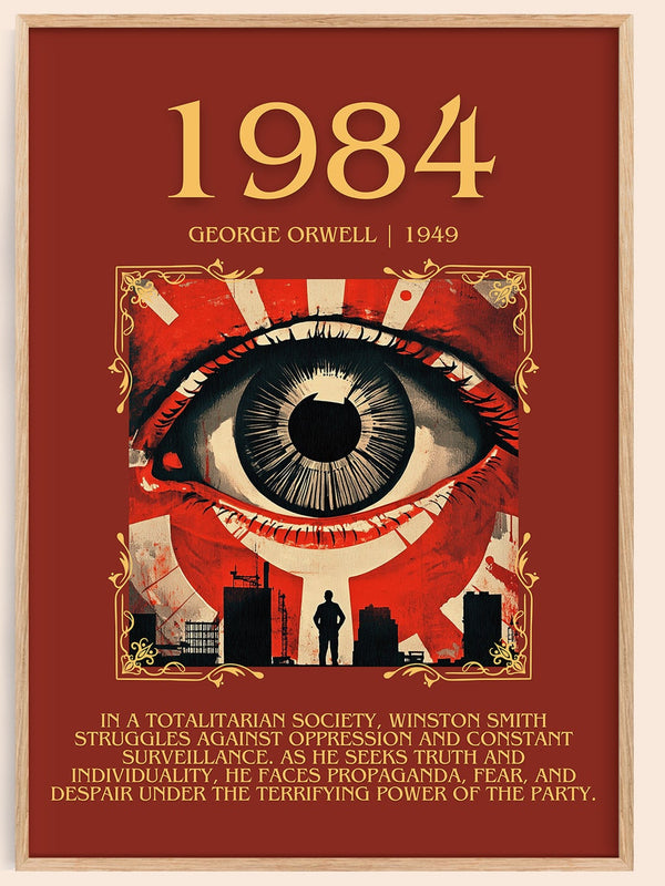 1984 minimalist book poster by George Orwell – framed literary art print