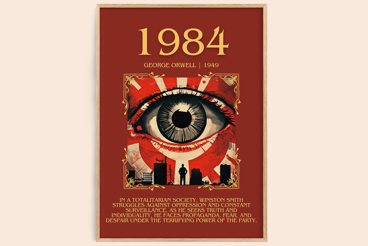 1984 minimalist book poster by George Orwell – framed literary art print
