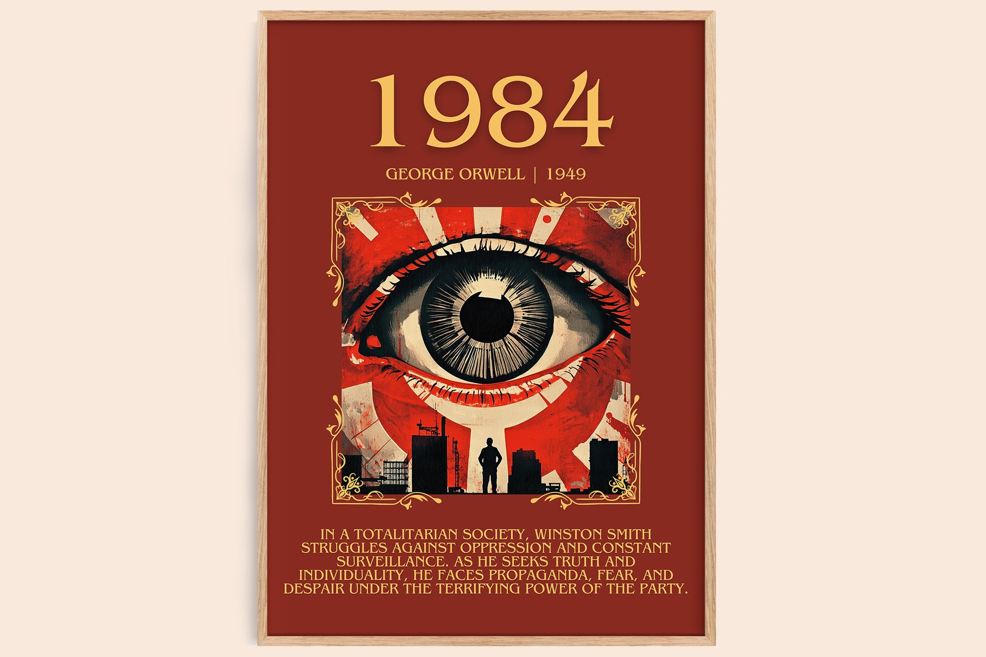 1984 minimalist book poster by George Orwell – framed literary art print