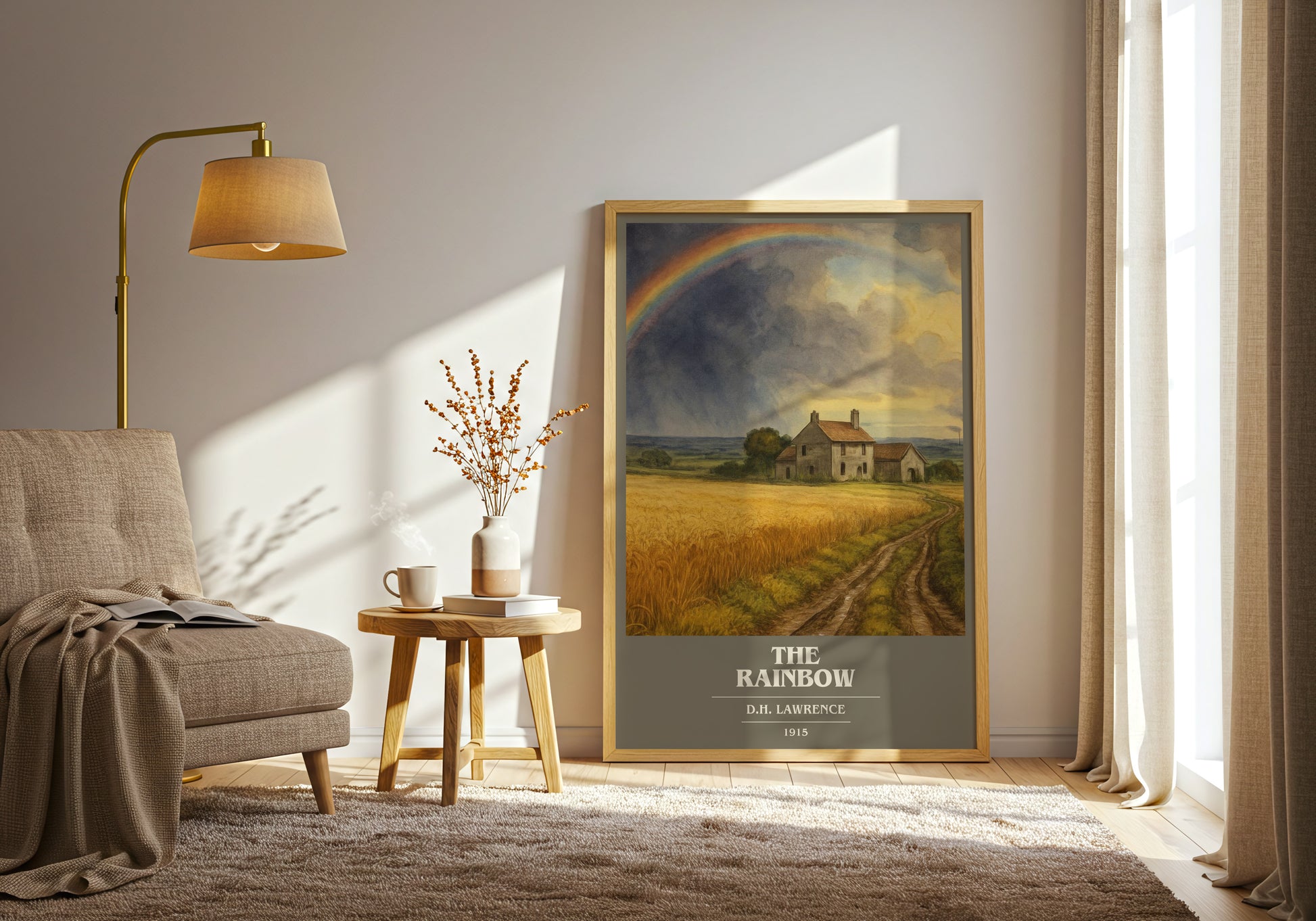 The Rainbow book cover print on bookshelf – D.H. Lawrence fan gift