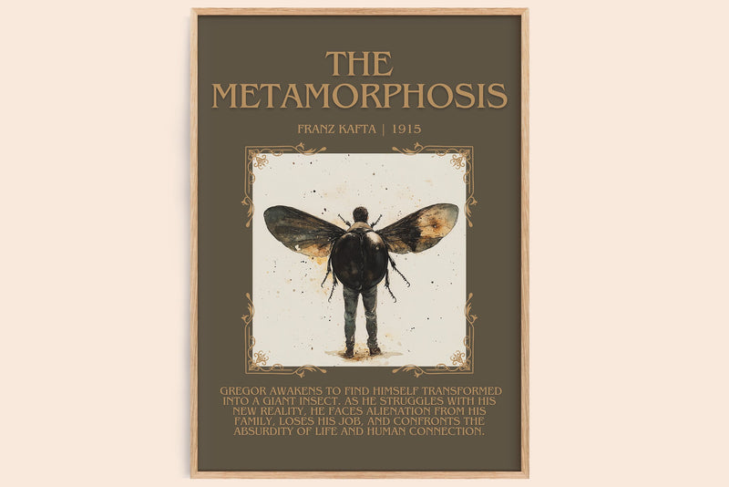 Metamorphosis minimalist book poster by Frank Kafka – framed literary art print