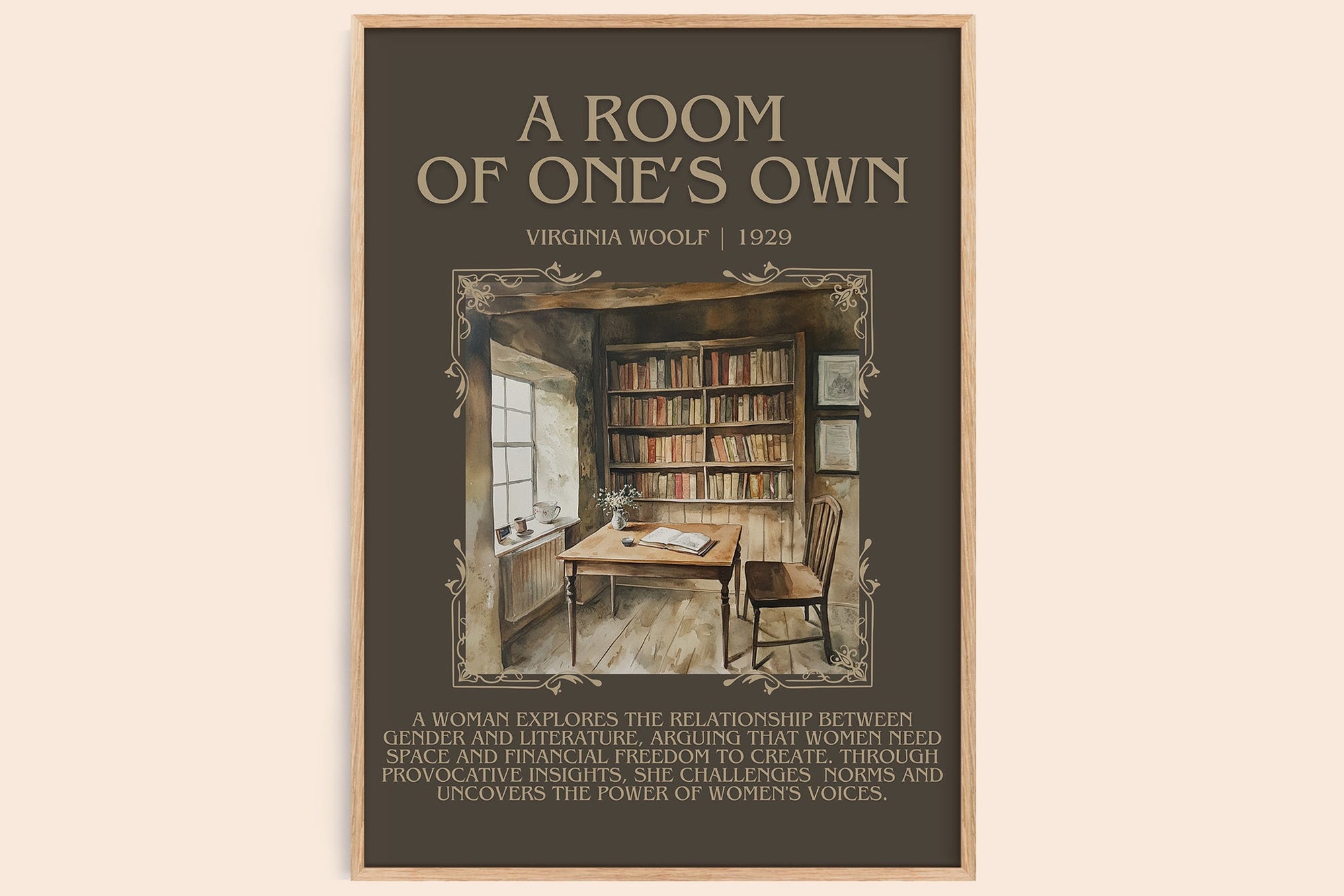 A Room Of One's Own minimalist book poster by Virginia Woolf – framed literary art print