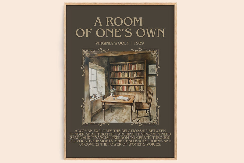 A Room Of One's Own minimalist book poster by Virginia Woolf – framed literary art print
