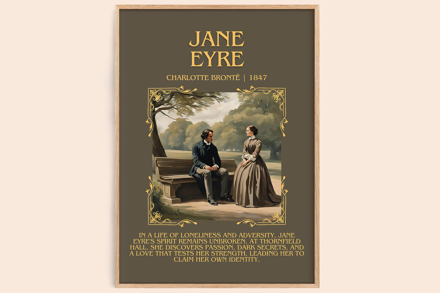 Jane Eyre minimalist book poster by Charlotte Brontë – framed literary art print