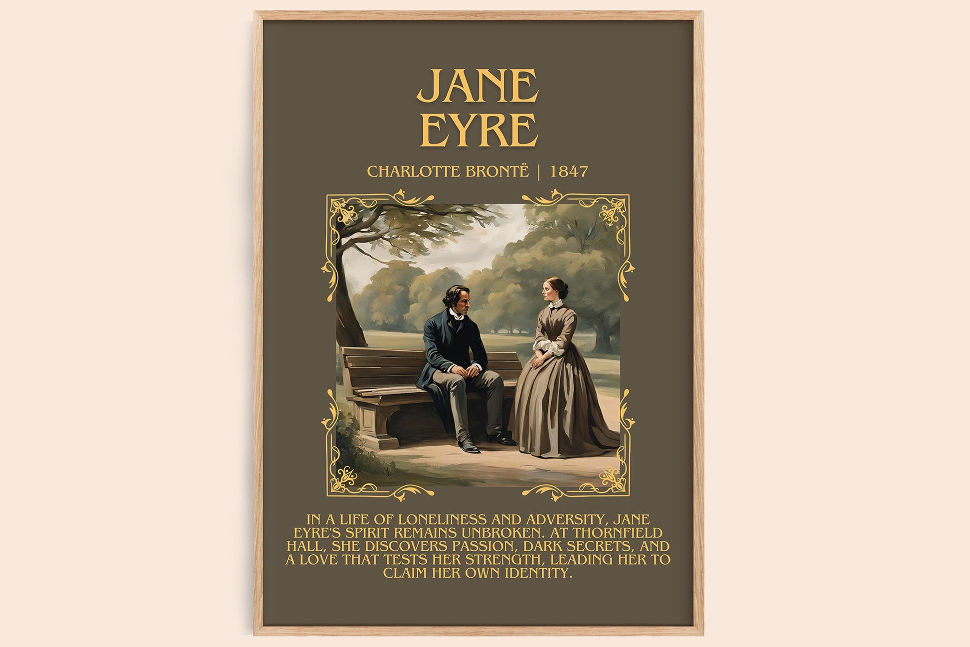 Jane Eyre minimalist book poster by Charlotte Brontë – framed literary art print