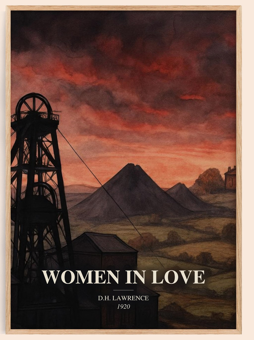 Women In Love watercolour book poster by D.H. Lawrence – framed literary art print