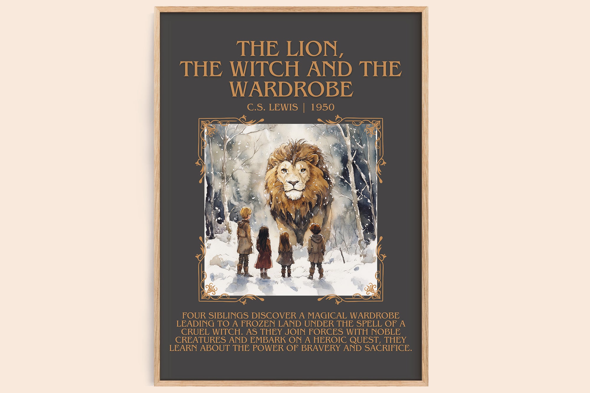 The Lion, the Witch and the Wardrobe minimalist book poster by C. S. Lewis – framed literary art print
