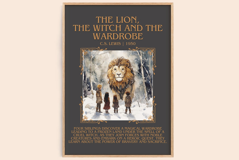 The Lion, the Witch and the Wardrobe minimalist book poster by C. S. Lewis – framed literary art print