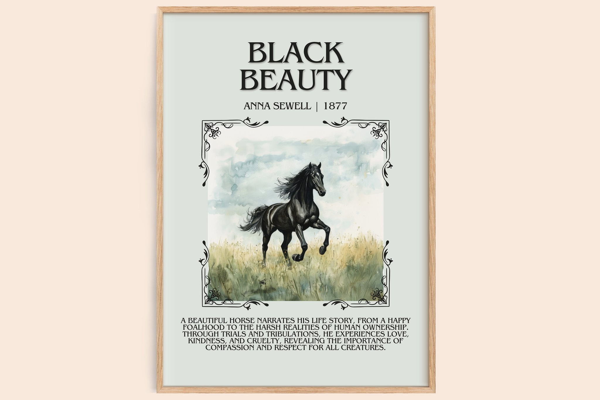 Black Beauty Minimalist Book Poster by Anna Sewell