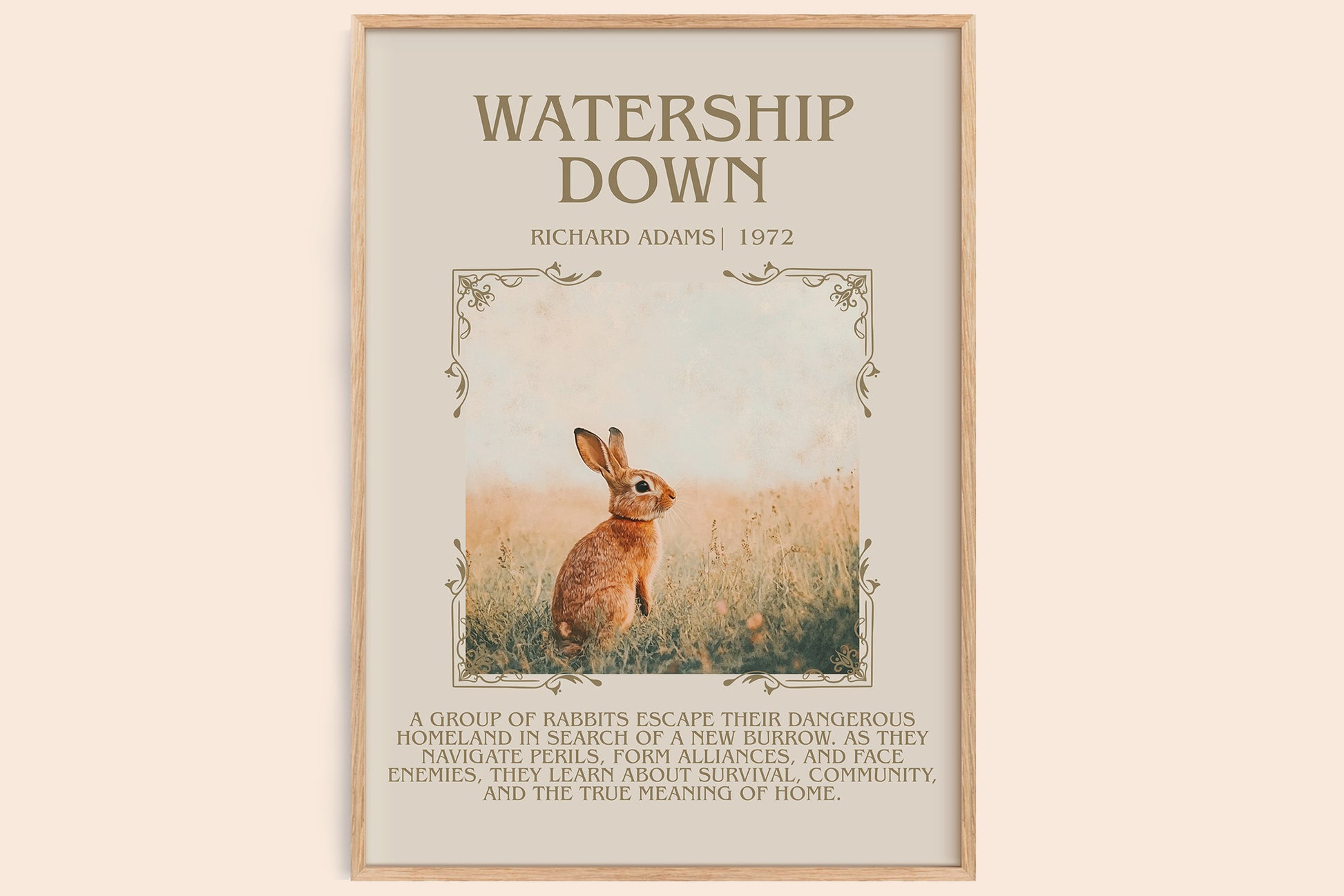 Watership Down minimalist book poster by Richard Adams – framed literary art print