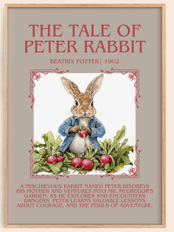 The Tale of Peter Rabbit minimalist book poster by Beatrix Potter – framed literary art print