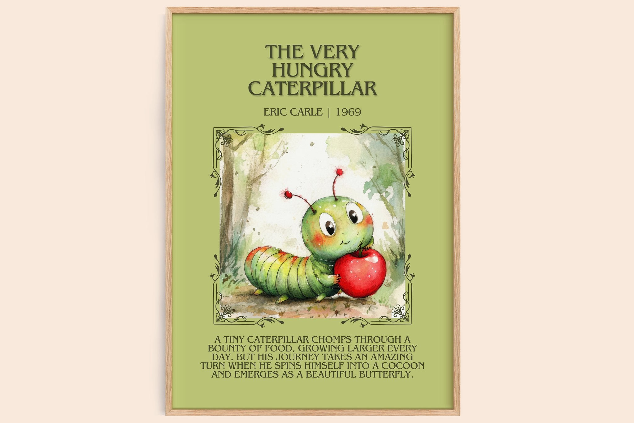 The Very Hungry Caterpillar Minimalist Book Poster by Eric Carle