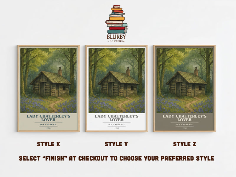 Lady Chatterley's Lover book cover print in frame leaning in hallway – literary fiction wall art