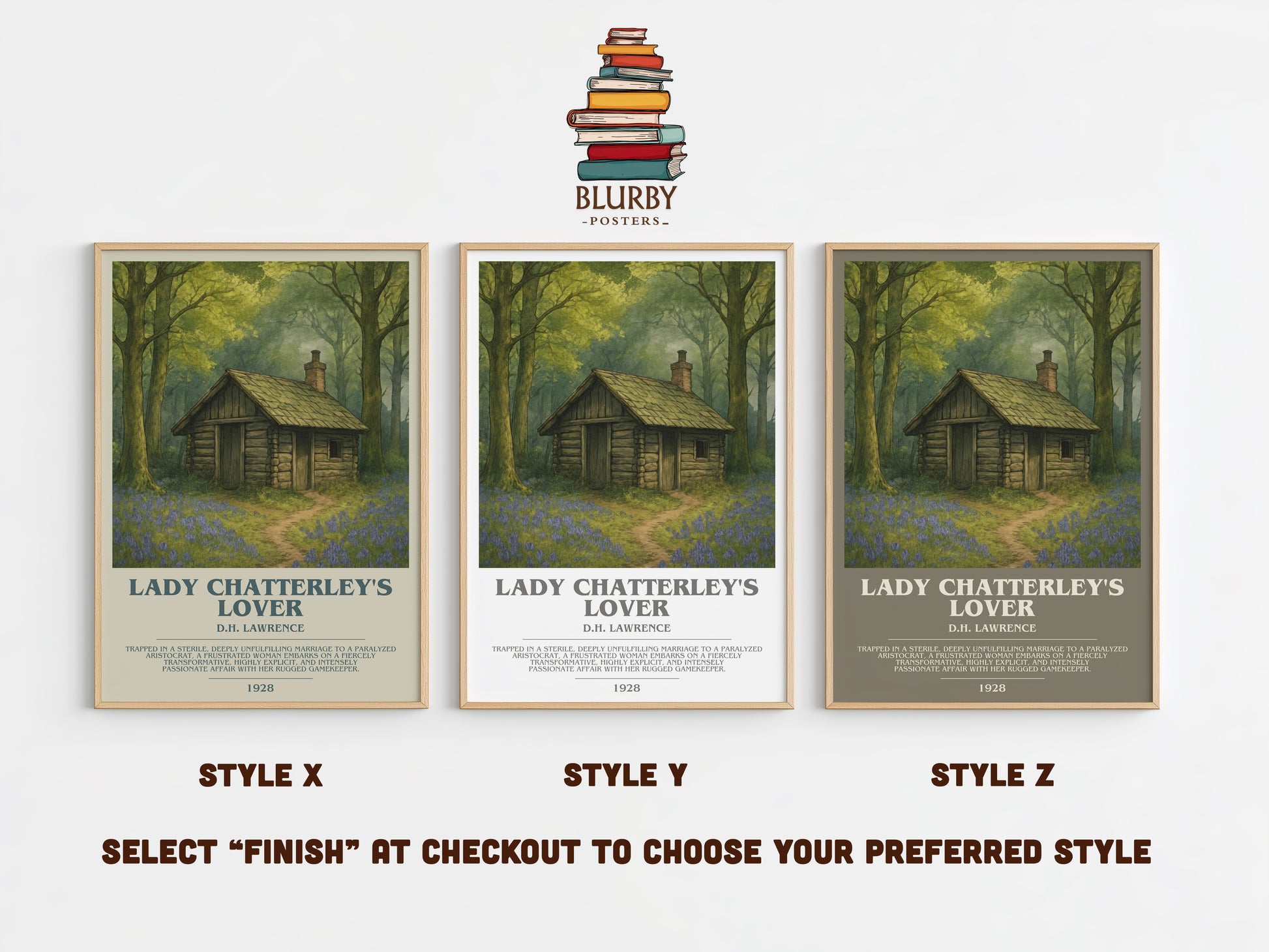 Lady Chatterley's Lover bookish print in frame leaning in hallway – literary fiction wall art
