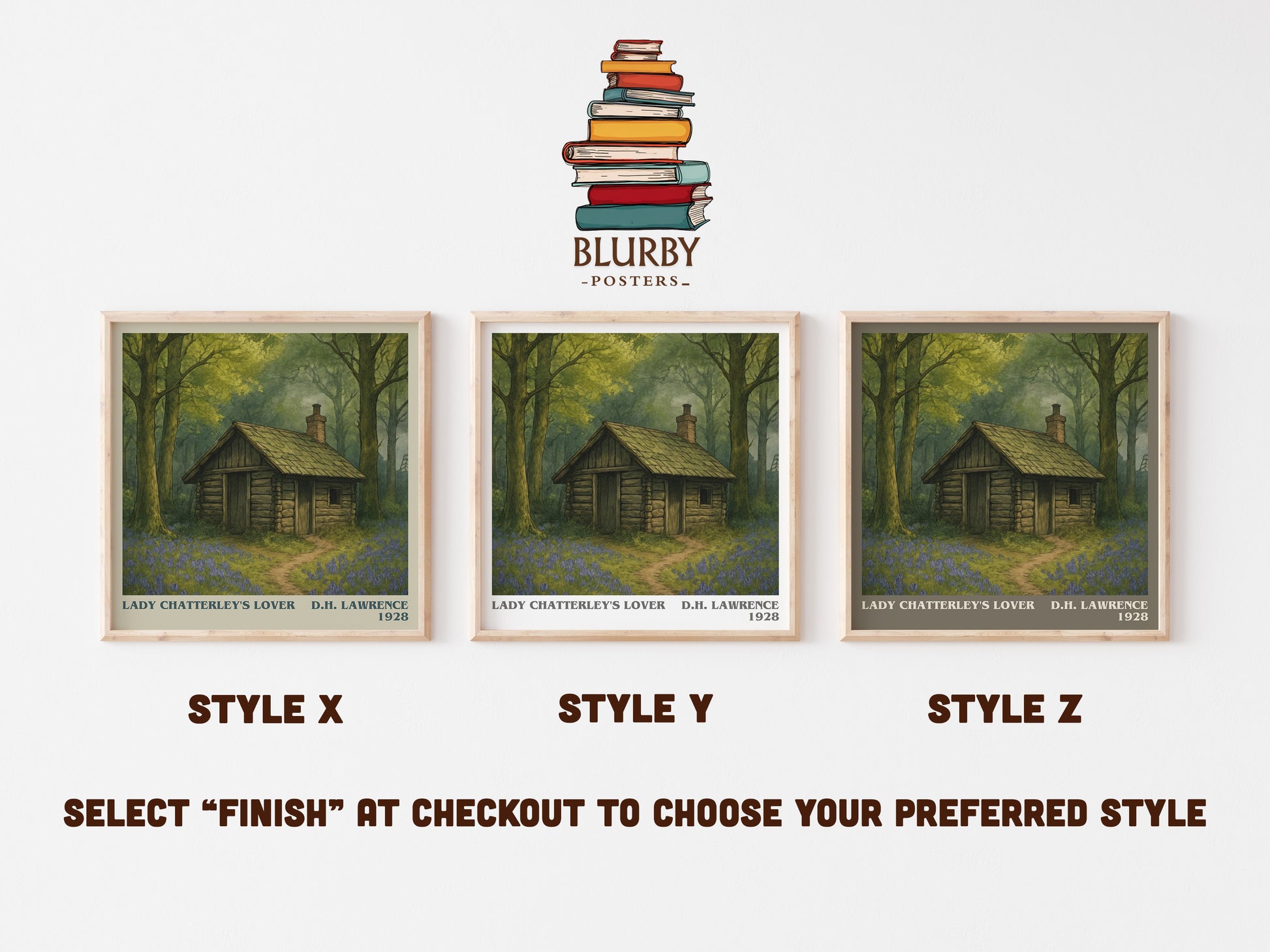 Lady Chatterley's Lover literary print in frame leaning in hallway – literary fiction wall art