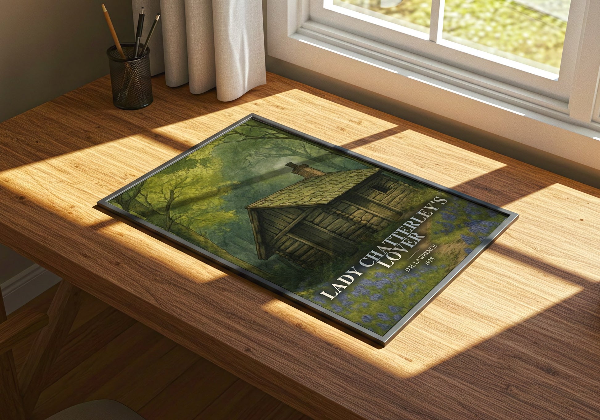 Lady Chatterley'S Lover watercolour book poster framed on wall – literary fiction wall art