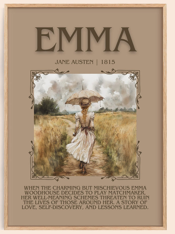 Emma minimalist book poster by Jane Austen – framed literary art print