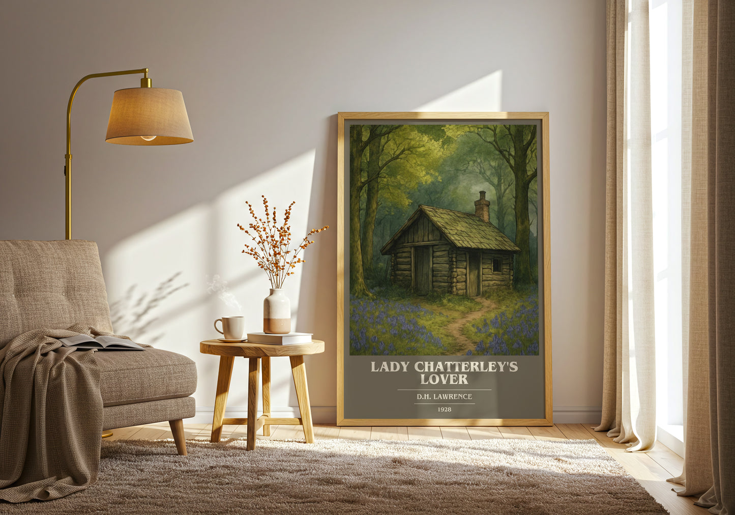 Lady Chatterley's Lover book cover print on bookshelf – D.H. Lawrence fan gift