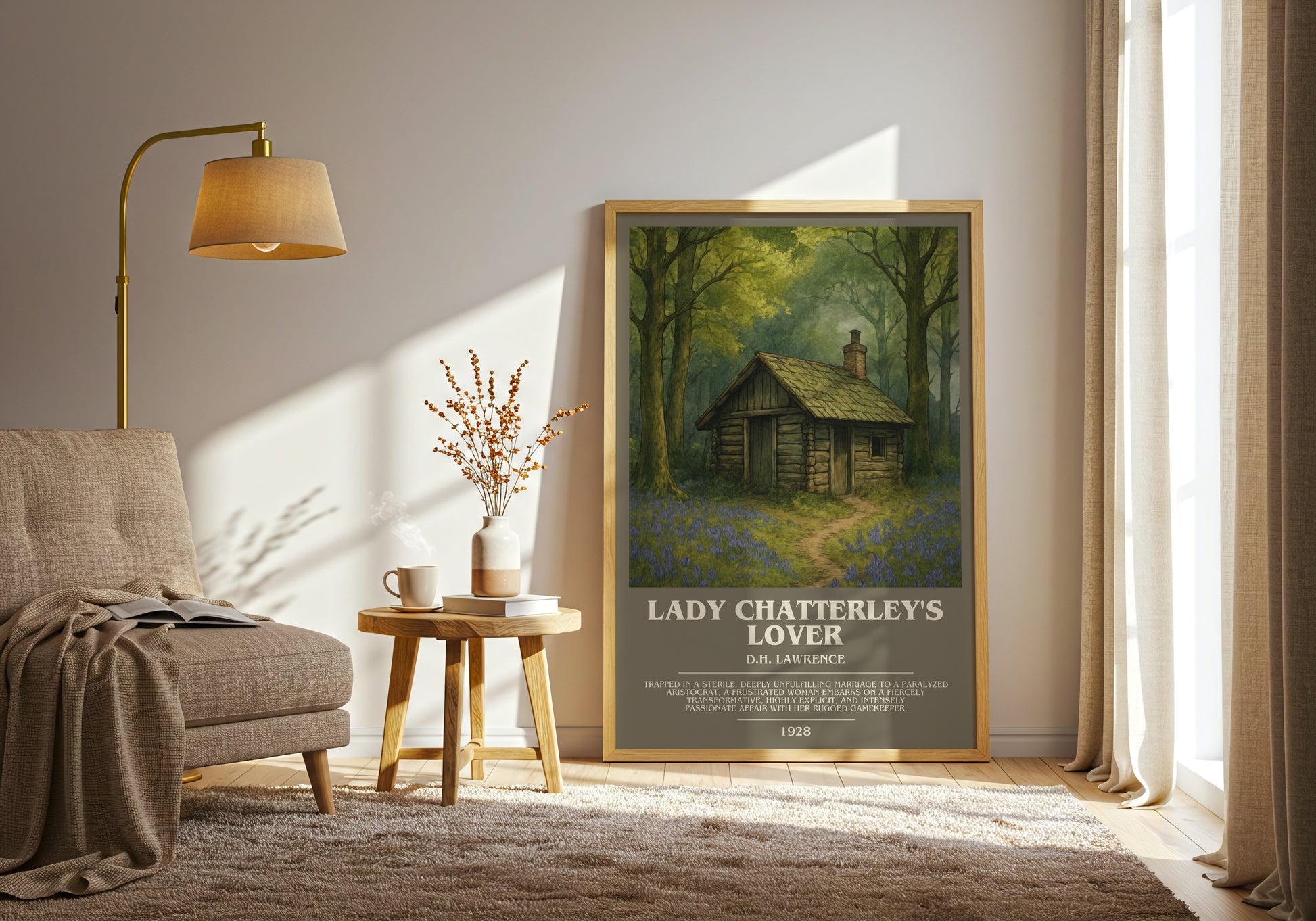 Lady Chatterley's Lover bookish print on bookshelf – D.H. Lawrence fan gift