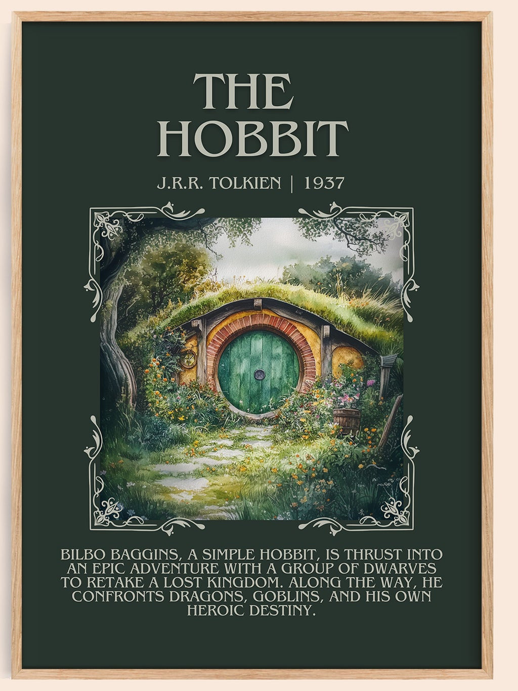 The Hobbit minimalist book poster by J. R. R. Tolkien – framed literary art print