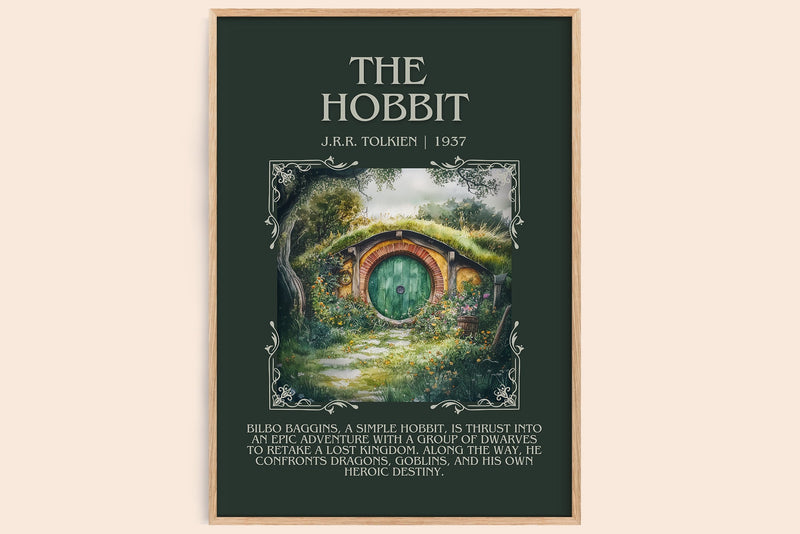 The Hobbit minimalist book poster by J. R. R. Tolkien – framed literary art print