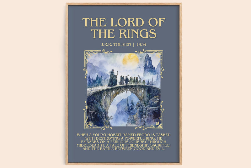 Lord Of The Rings minimalist book poster by J.R.R. Tolkien – framed literary art print