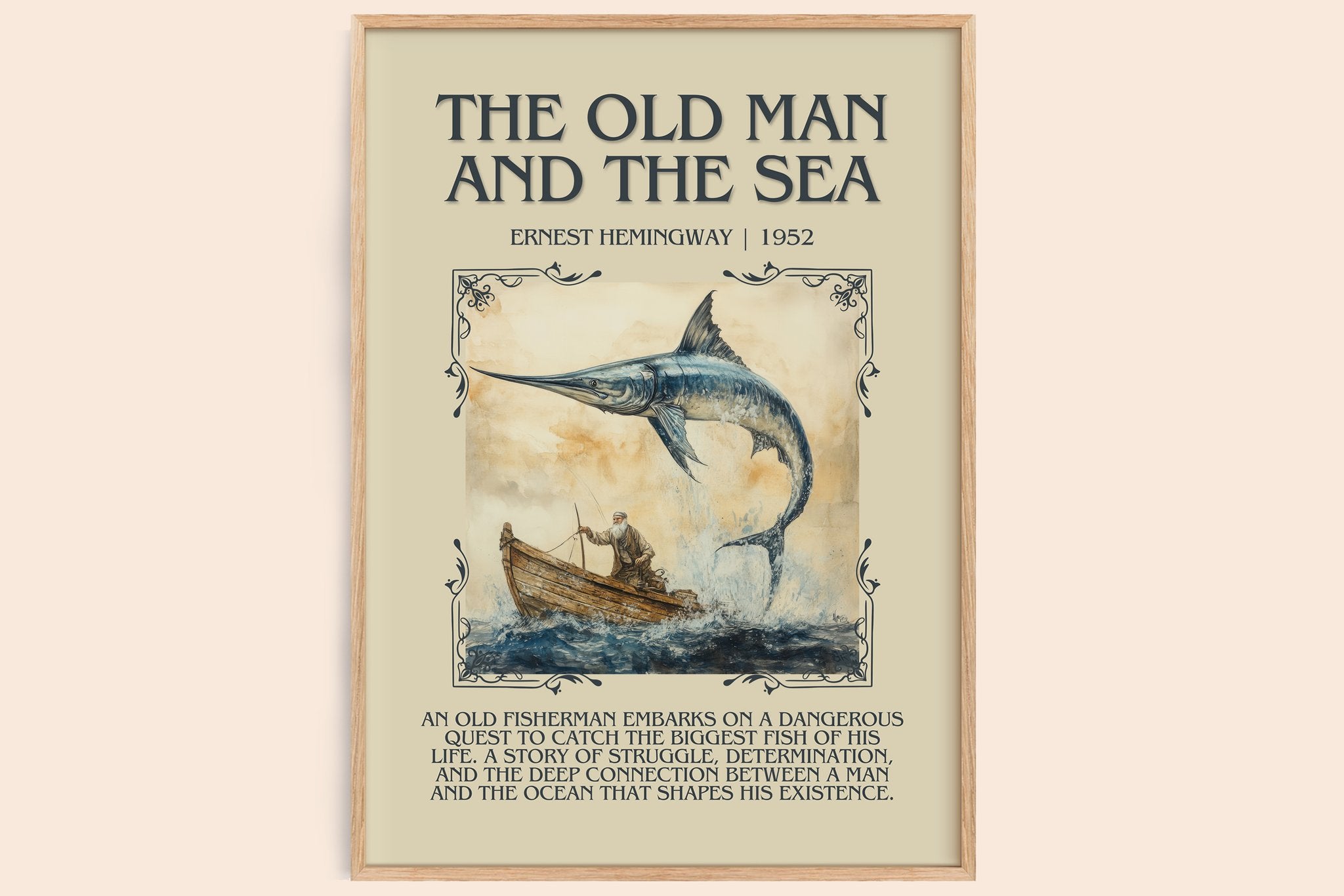 The Old Man and the Sea Minimalist Book Poster by Ernest Hemingway
