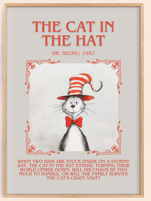 The Cat in the Hat Minimalist Book Poster by Dr. Seuss