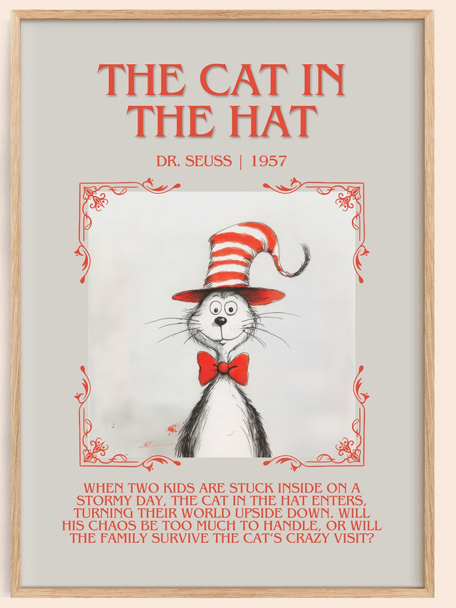 The Cat in the Hat Minimalist Book Poster by Dr. Seuss