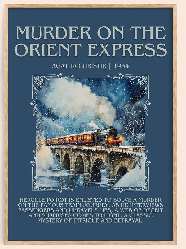 Murder On The Orient Express minimalist book poster by Agatha Christie – framed literary art print