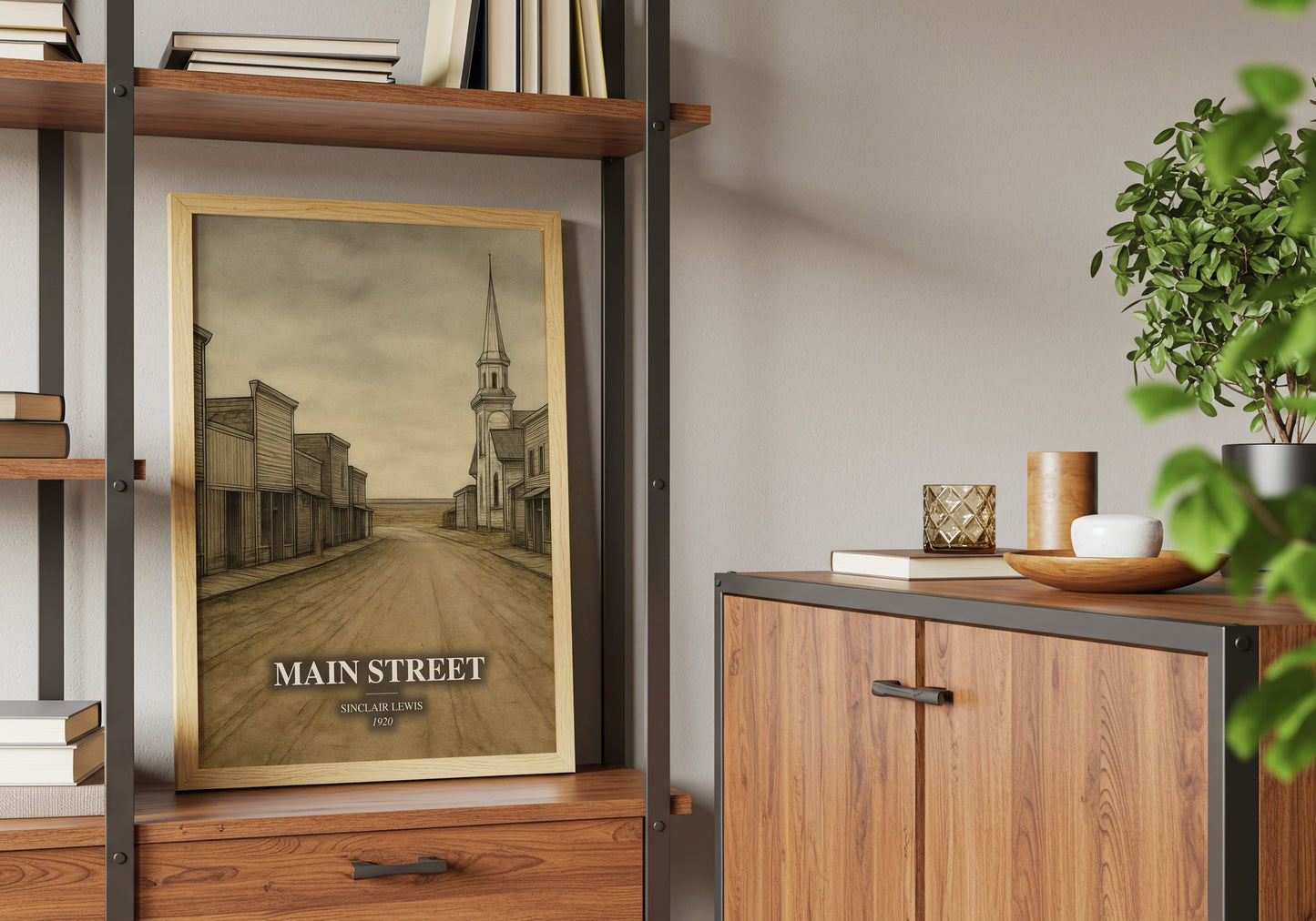 Main Street book watercolour illustration paper finish options – matte satin gloss