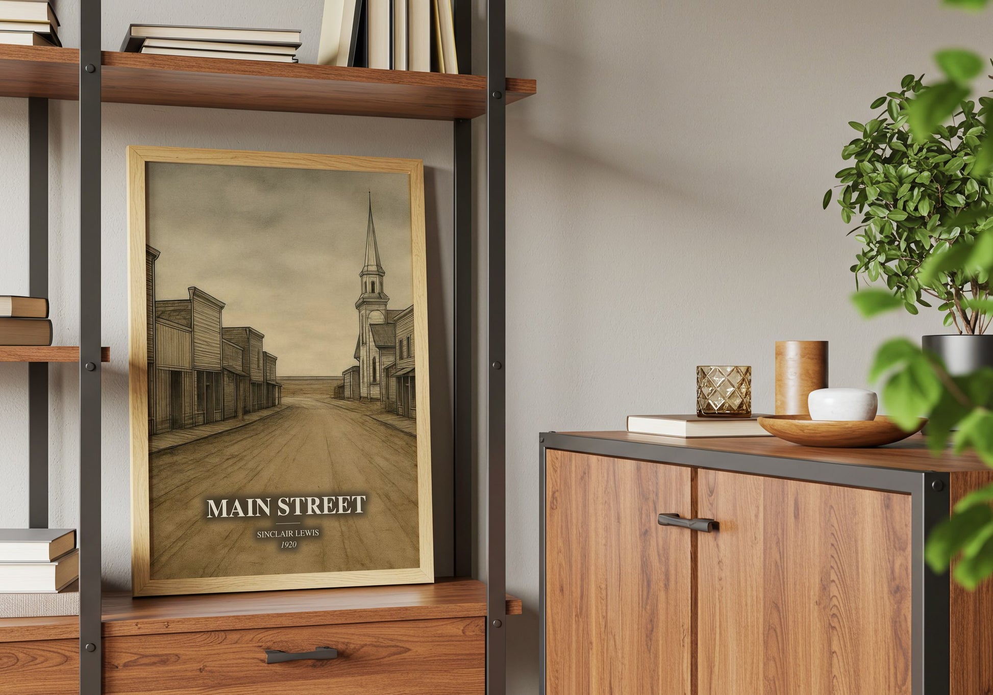 Main Street book watercolour illustration paper finish options – matte satin gloss