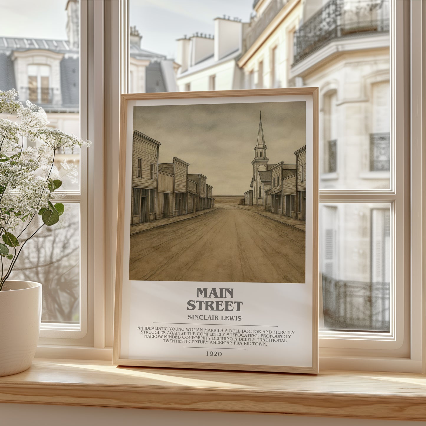 Main Street bookish poster colour and style options – Sinclair Lewis book art