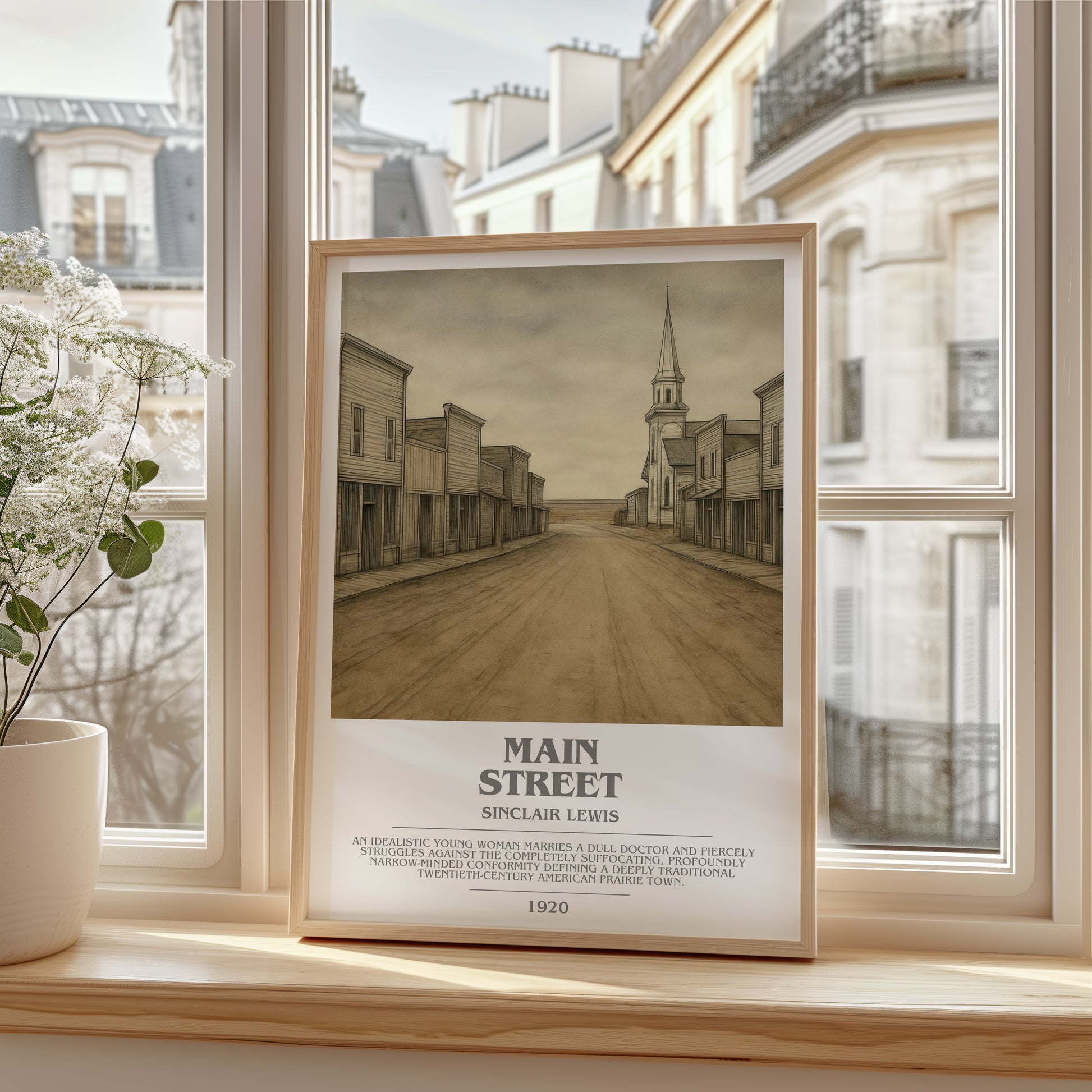 Main Street bookish poster colour and style options – Sinclair Lewis book art