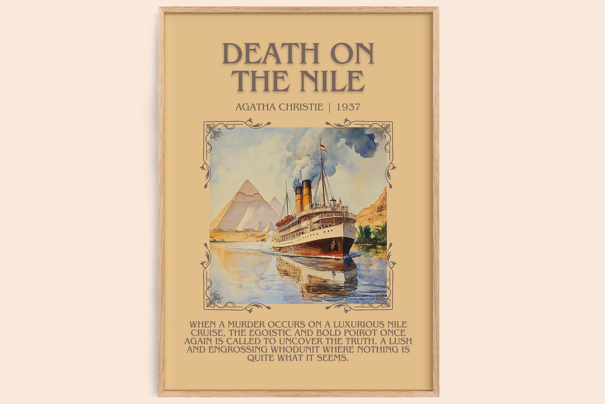 Death on the Nile minimalist book poster by Agatha Christie – framed literary art print
