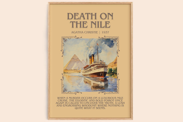 Death on the Nile minimalist book poster by Agatha Christie – framed literary art print
