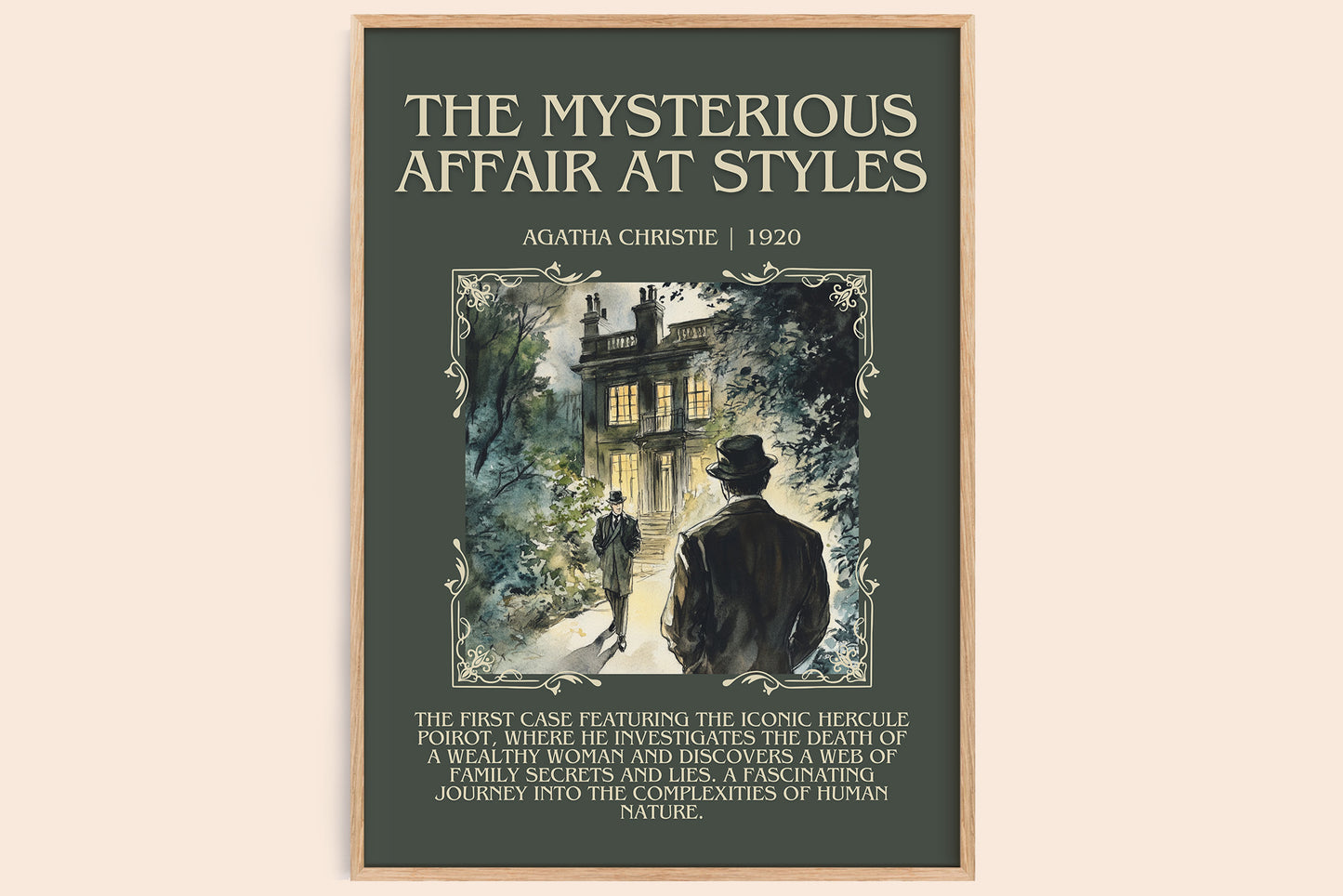 The Mysterious Affair At Styles minimalist book poster by Agatha Christie – framed literary art print
