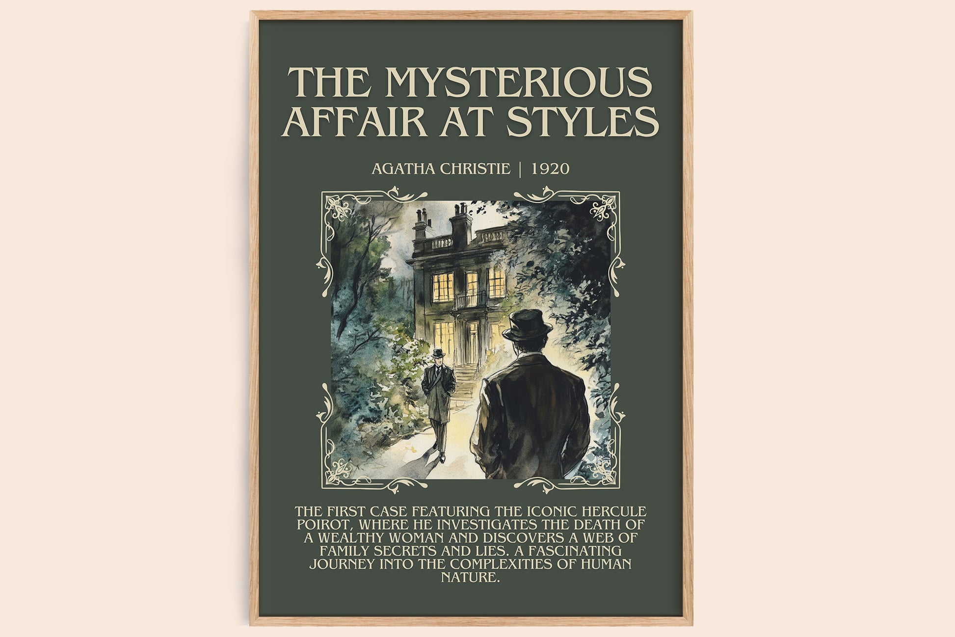The Mysterious Affair At Styles minimalist book poster by Agatha Christie – framed literary art print