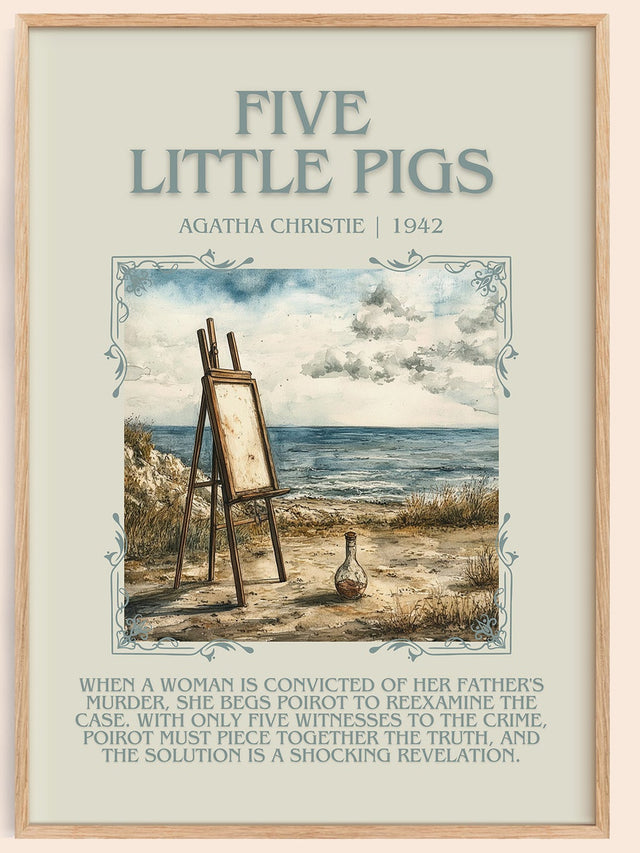 Five Little Pigs Minimalist Book Poster by Agatha Christie