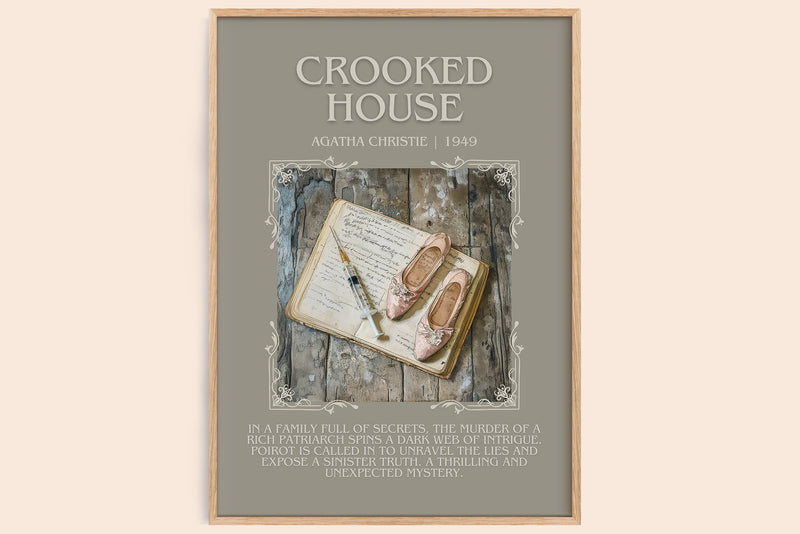 Crooked House minimalist book poster by Agatha Christie – framed literary art print