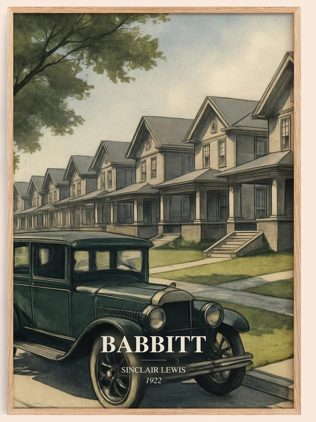 Babbitt watercolour book poster by Sinclair Lewis – framed literary art print