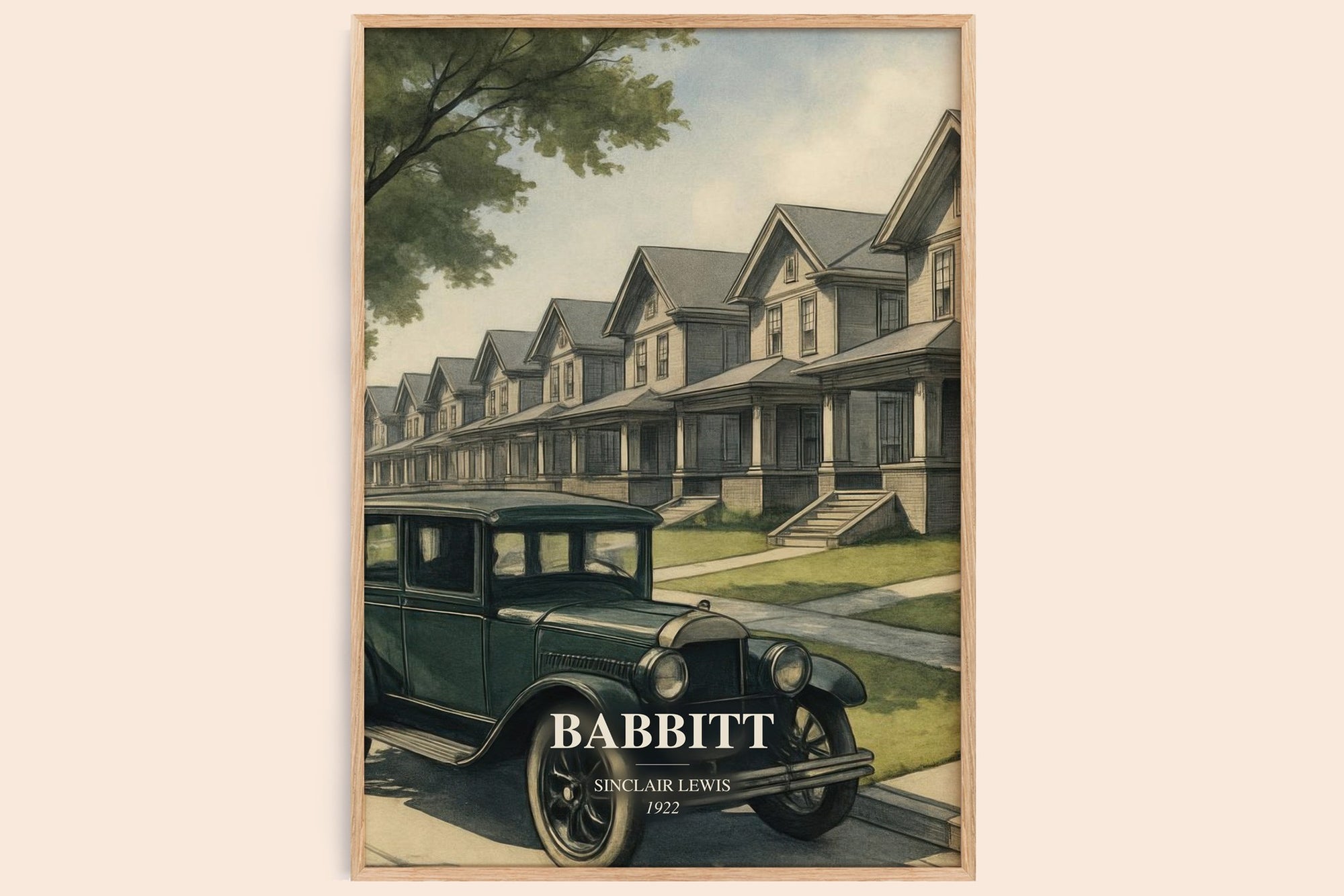 Babbitt watercolour book poster by Sinclair Lewis – framed literary art print