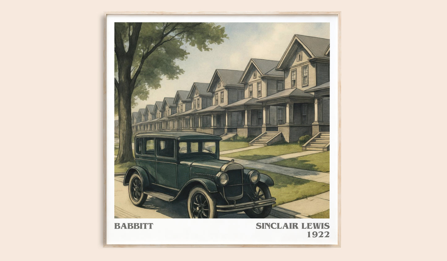 Babbitt literary book poster by Sinclair Lewis – framed literary art print