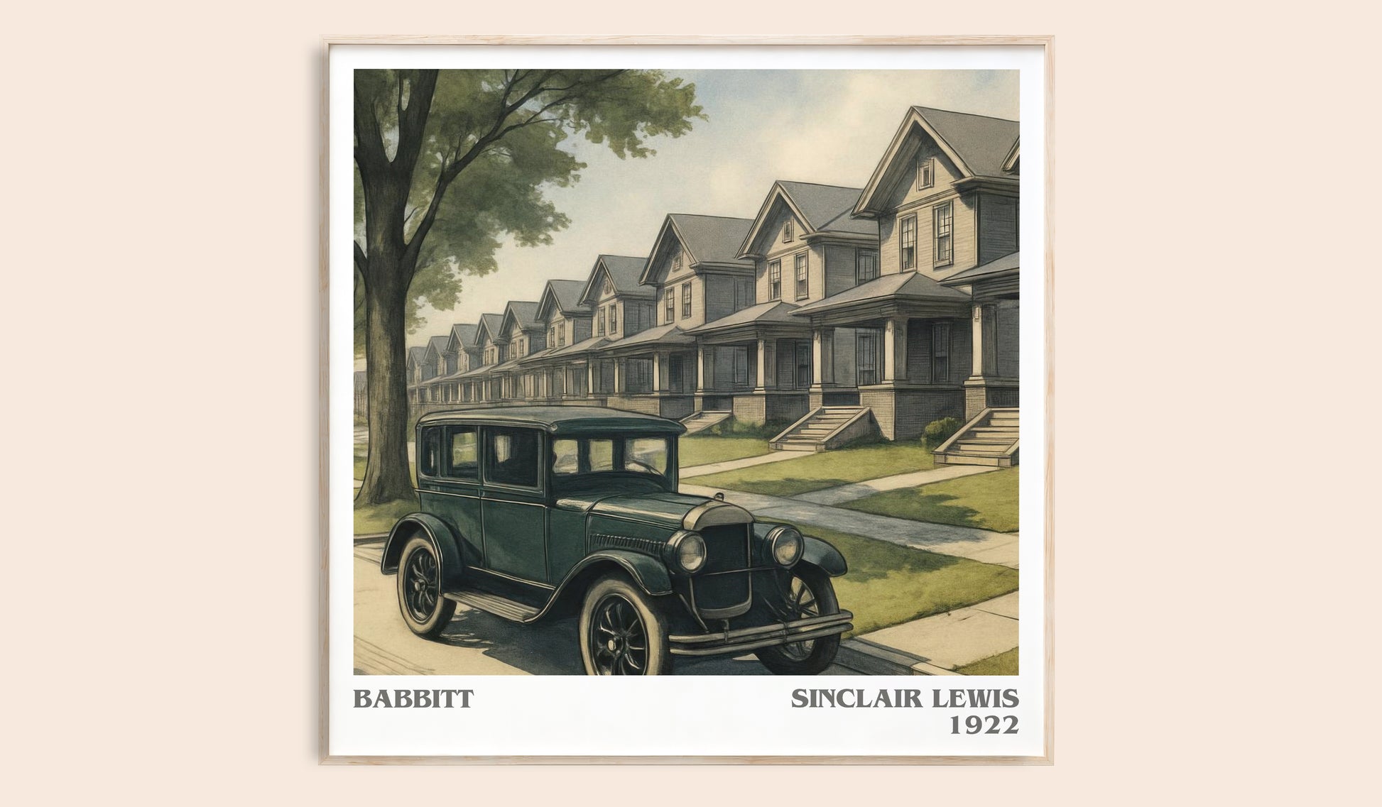 Babbitt literary book poster by Sinclair Lewis – framed literary art print