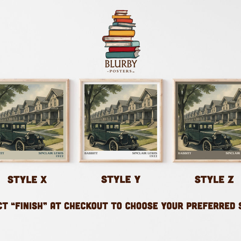 Babbitt literary print in frame leaning in hallway – satire wall art