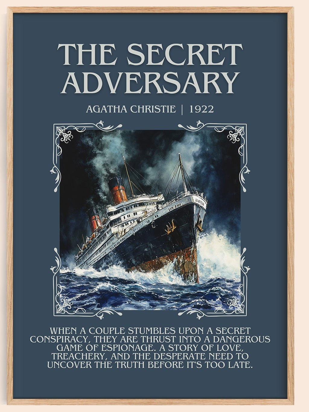 The Secret Adversary minimalist book poster by Agatha Christie – framed literary art print