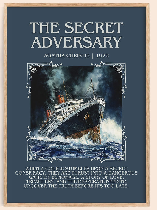The Secret Adversary minimalist book poster by Agatha Christie – framed literary art print