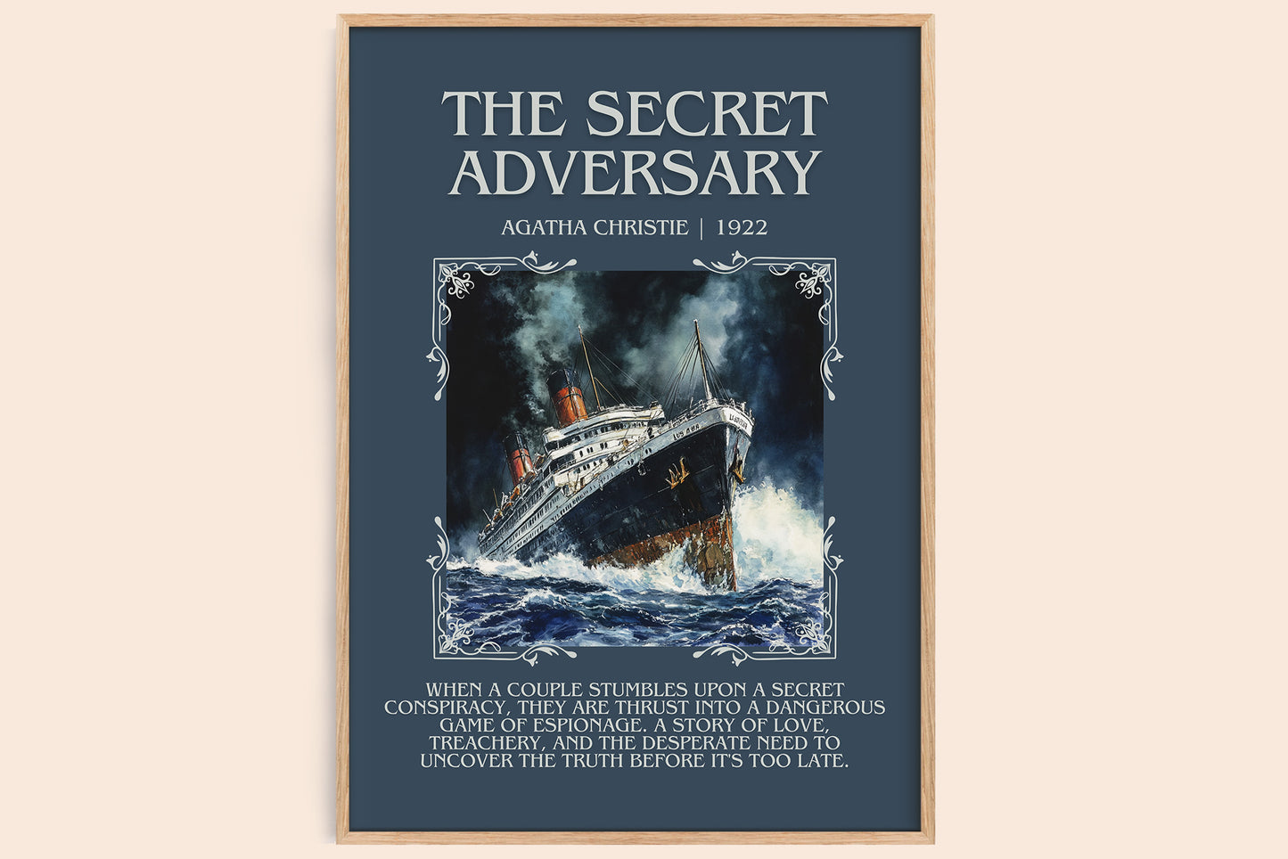 The Secret Adversary minimalist book poster by Agatha Christie – framed literary art print